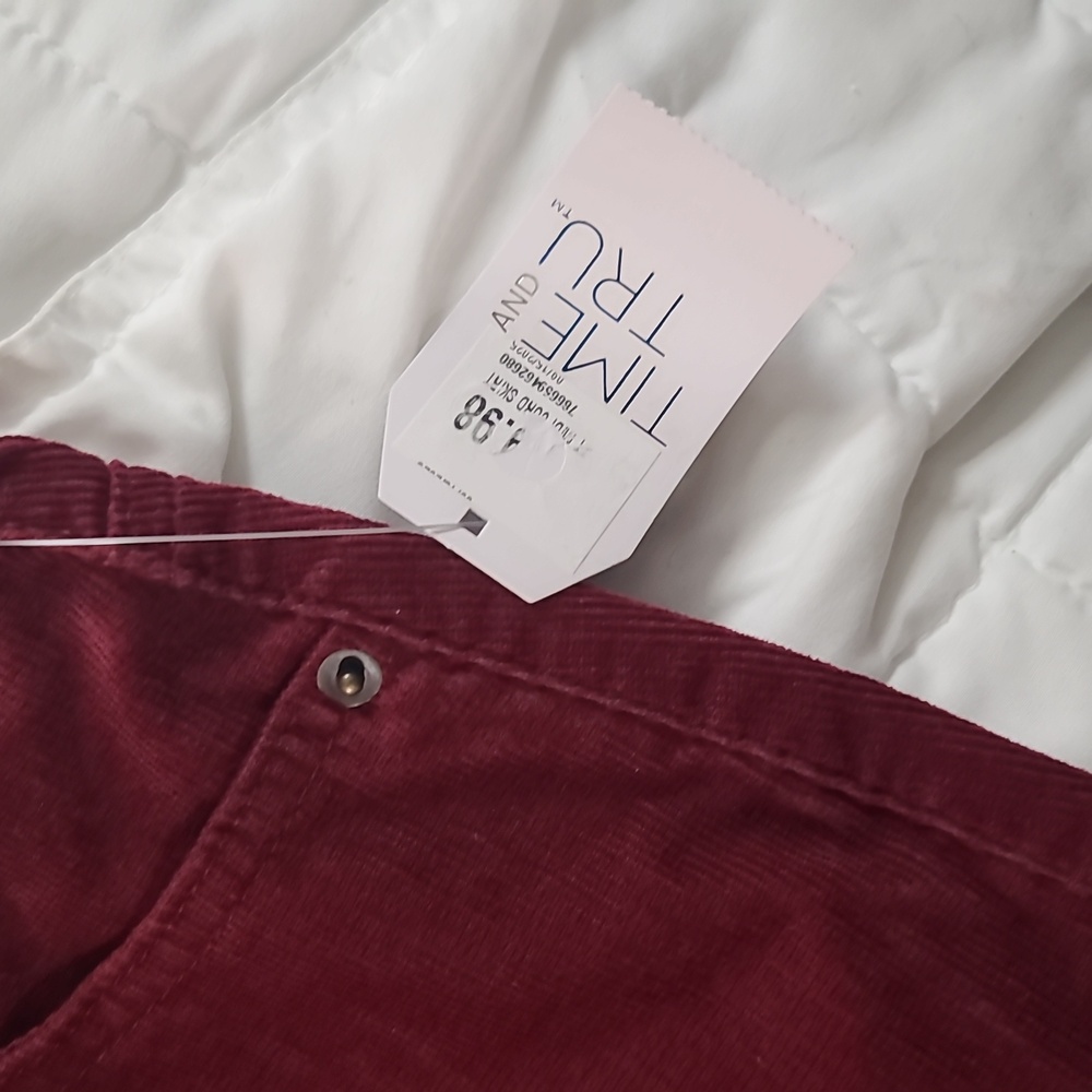 Time and Tru Burgundy Corduroy Skirt - Picture 3 of 5